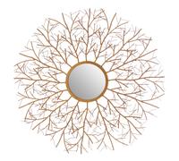 Orsina Delicate Twig Wall Mirror Luxurious Round Accent Mirror Contemporary Design Decorative Round Mirror in Gold Orsina Gold