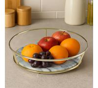 Orsina Delphine White Marble & Brass Finish Fruit Basket Orsina White