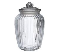 Premier Housewares Retro Design Glass Storage Jar 1050ml Clear Glass With Metal Lid Food Storage Container Transparent Container For Everyday Use 12 x 16 x 12 cm