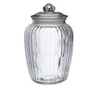 Orsina Design Glass Storage Jar - 2280ml, Ribbed Glass with Airtight Round Lid, Perfect for Storing Sweets in Clear Orsina Clear