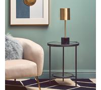 Orsina Design Two Tier Side Table, Two Tier Layout Small Lounge Table, Easily Maintained Rustic Side Table by Couch in Black Orsina Black