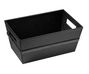 Orsina Diamante Black Faux Leather Rectangular Storage Box