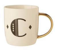Orsina Diamond Deco C Letter Monogram Mug,coffee Tumbler With Gold Handle,chic Travel Cup,ideal For Beverages