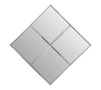 Orsina Diamond Frame Wall Mirror, Silver Segmented Geometric Wall Mirror With Stainless Steel Frame