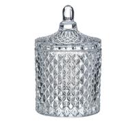 Orsina Diamond Storage Jar For Bathroom Shelf, Patterned Cotton Bud Storage Jar, Bathroom Cotton Swab Container in Clear Orsina Clear