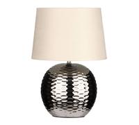 Orsina Dimple Effect Table Lamp in Chrome with Fabric Shade, Elegant Ceramic Base with Raised Dimple Design, 40W in Silver Orsina Silver