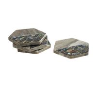 Orsina Distinctive Beige Marble And Paua Shell Coaster Set, Decorative Mug Coasters, Elegant Marble Table Mats Sets