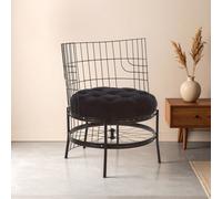 Orsina Distinctive Cage Style Black Finish Chair, Fabric Upholstered Arm Chair For Bedroom, Stylish Armchair Orsina Black