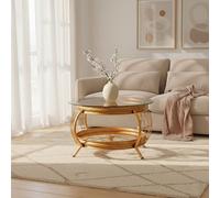 Orsina Distinctive Champagne Gold Finish Coffee Table, Luxurious Finish Modern Table, Durable Iron Frame Table Orsina Gold