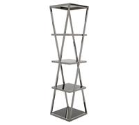 Orsina Distinctive Design 5 Tier Rose Gold Shelf Unit, Tempered Glass Unit For Livingroom, Durable Shelving Unit in Silver Orsina Silver