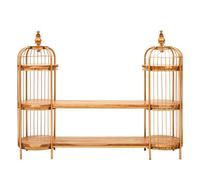 Orsina Distinctive Design Long Gold Finish Birdcage Shelf Unit, Versatile Shelf Unit, Durable Modern Shelf Unit