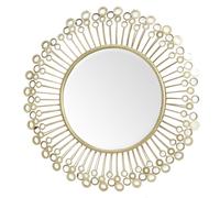 Orsina Distinctive Mirrored Disc Detail Wall Mirror, Decorative Circle Framed Mirror, 97x97cm Statement Mirror in Gold | Size: 97x97 cm Orsina Gold 97x97 cm
