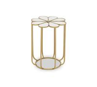 Distinctive Petal Side Table With Mirrored Top, Gold Finish Bedside Table, Botanical Design Nesting Table Premier Housewares Gold One Size