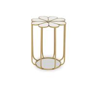 Orsina Distinctive Petal Side Table With Mirrored Top, Gold Finish Bedside Table, Botanical Design Nesting Table Orsina Gold