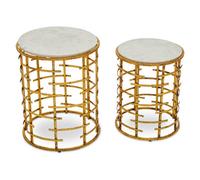 Orsina Distinctive Set Of 2 Tables With Jupiter Base, Metallic Nesting Table, Old Finish Bedside Table For Bedroom