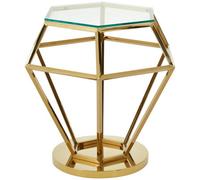 Orsina Distinctive Small Gold Finish Diamond End Table, Prismatic Design Sitting Room Side Table, Sturdy Side Table