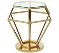 Orsina Distinctive Small Gold Finish Diamond End Table, Prismatic Design Sitting Room Side Table, Sturdy Side Table Orsina Gold