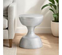 Orsina Distinctive Small Stool, Hourglass Shape Modern Bar Stool For Bedroom, Luxe Design Luxury Stool For Kitchen in Silver Orsina Silver