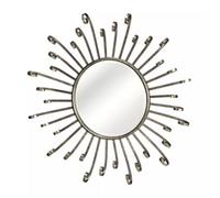 Orsina Distinctive Spoke Style Wall Mirror, Distressed Silver Round Mirror, Versatile Decorative Wall Mirror