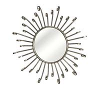 Orsina Distinctive Spoke Style Wall Mirror, Distressed Silver Round Mirror, Versatile Decorative Wall Mirror Orsina Silver