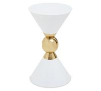 Orsina Distinctive White And Gold Finish Side Table, Geometric Modern Side Table For Livingroom, Compact Side Table