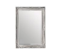 Orsina Distressed White Finish Wall Mirror,luxe Decorative Mirror With Regency Style Motifs,beaded Antique Mirror