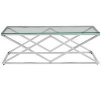 Orsina Distrinctive Inverted Prism Base Coffee Table, Geometric Modern Coffee Table, Durable Decorative Table in Silver Orsina Silver