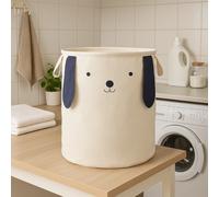 Orsina Dog Face Laundry Bag, Fun & Functional Fabric Hamper With Drawstring Closure & Handles, Lightweight in White Orsina White