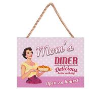 Orsina Doris Wall Plaque, Rustic Wooden Sign With Vintage-Style Typography, Natural Finish Brings Warmth in Pink Orsina Pink
