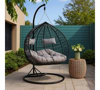 Orsina Double Black Hanging Chair With Round Base, Spacious Seating Hanging Chair, Easy To Clean Swing Chair
