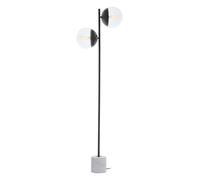 Orsina Double Glass Globe Two Light Black Floor Lamp, Minimalist Bedroom Lamp, Sleek & Sturdy Tall Lamp On Floor Orsina Black