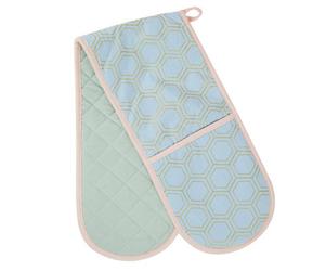Orsina Double Oven Glove, Art Deco-Inspired Pattern With Quilted Heat-Resistant Fabric, Provides Safe Handling
