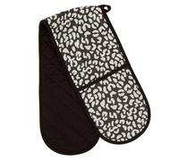 Premier Housewares Double Oven Glove Heat Resistant Oven Gloves Black and White Monochrome Oven Mitts Perfect For Everyday Use In The Kitchen