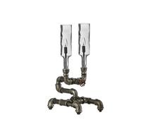 Orsina Dual Industrial Bottles Table Lamp,smoked Glass Table Lamp With Industrial Pipe Base,ideal For Home Lighting