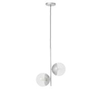 Orsina Dual Pendant With Candelabra Bulbs & Black Stem, 2-Light Drop Lamp, Sleek Black Pendant Lighting For Lounge in Silver Orsina Silver