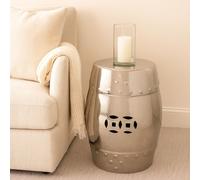 Orsina Dual Purpose Complements Silver Finish Table & Stool, Reliable Ceramic Stool & Table For Livingroom Orsina Silver