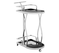 Orsina Durable 2 Tier Silver Wavy Design Trolley, Elegant Drinks Trolley, Steel Constructed Island Trolley