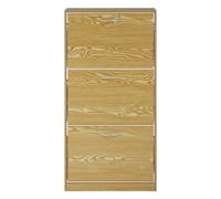Premier Housewares Shoe Storage Cabinet, Shoes Cupboards for Hallways, Oak Wood, w60 x d24 x h117cm, Brown - 3 Tier