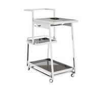 Orsina Durable 3 Tier Silver Finish Trolley, Elegant Garden Drinks Trolley For Parties, Steel Kitchen Trolley