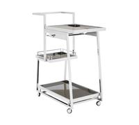 Orsina Durable 3 Tier Silver Finish Trolley, Elegant Garden Drinks Trolley For Parties, Steel Kitchen Trolley Orsina Silver