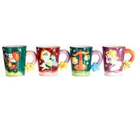 Orsina Durable 4 Assorted Star Sign Mugs, Stoneware Material Assorted Mugs,dishwasher Safe Small Milk Mugs