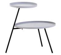 Orsina Durable And Lightweight Two Shelf Grey And Black Side Table, Bold Black And Grey Iron Small Lounge Table