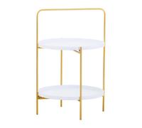 Orsina Durable And Versatile Two Tier White And Gold Rose Side Table, Contrast Bed Side Small Side Table For Home