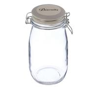 Premier Housewares Glass Biscuit Storage Jar Transparent Glass Jars For Cookie Biscuits Airtight Jar With Ceramic Lid Clip Lock Vintage Style