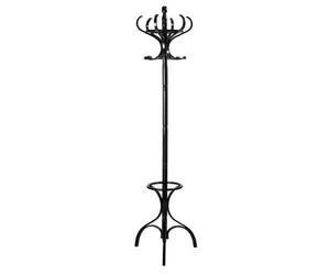 Orsina Durable Build Black Finish Floor Standing Coat Stand, Integrated Umbrella Holder Coat Stand For Bedroom