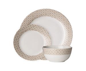 Orsina Durable Casablanca 12 Piece Natural Dinner Set, Stylish Set For Dinner, Contemporary Design Crockery Set