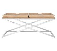 Orsina Durable Coffee Table, Oak Table Top Decorative Coffee Table For Livingroom, Sturdy Modern Coffee Table in Silver Orsina Silver