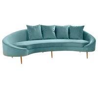 Orsina Durable Design 4 Seat Light Turquoise Sofa, Crescent Inspired Design Mid Century Sofa, Comfortable Sofa