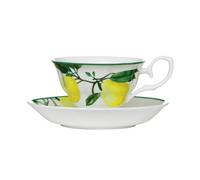 Orsina Durable Design Fruits Lemon Tree Cup And Saucer, Durable Tea Set, Bone China Small Cup And Saucer For Bedroom