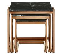 Orsina Durable Design Set Of 3 Square Nesting Tables, Luxurious Small Side Table By Couch, Functional Bedside Table in Gold Orsina Gold